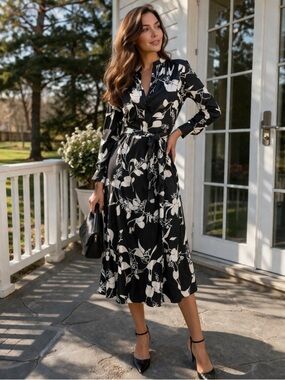nordstrom black floral dress Plus Size Dresses Casual dresses Bring the garden to the party in a deeply charming midi dress designed to showcase your shoulders and back. H&m Black Floral Midi Dress